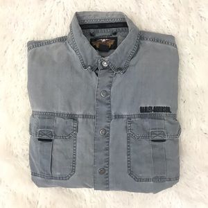 Harley Davidson Gray Snap Button shirt size L